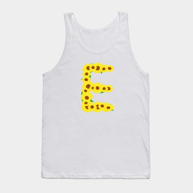 Sunflowers Initial Letter E (White Background) Tank Top by Art By LM Designs 